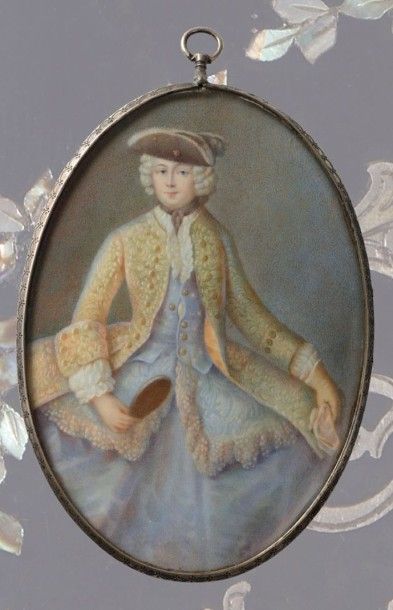 null Amélie de Prusse (1723-1787)
Portrait miniature ovale peint sur ivoire représentant...