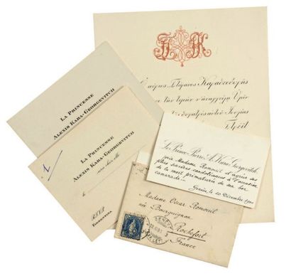 Maison royale de Serbie Lot de 2 cartes de visite au nom de la princesse Alexis Kara-Georgévitch...