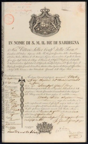 Charles-Félix de Savoie (1765-1831) Passeport à en-tête des grandes armes et au nom...