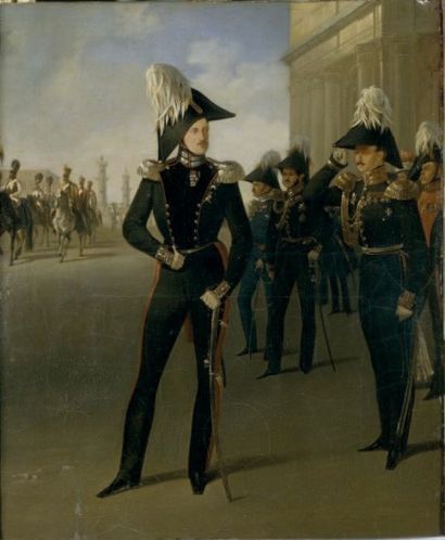 Adolphe LADURNER (1800, Paris-1855, Pétersbourg) Portrait équestre de l'empereur...