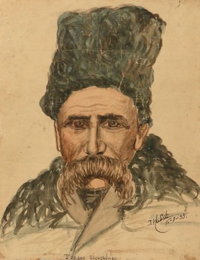 NABOFF?, école russe du XXe siècle Portrait de Tarass Chevchenko (1814-1861).
Aquarelle...