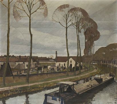 null Bernard BOUTET DE MONVEL (1881-1949) Canal du Loing, circa 1910 Huile sur toile....