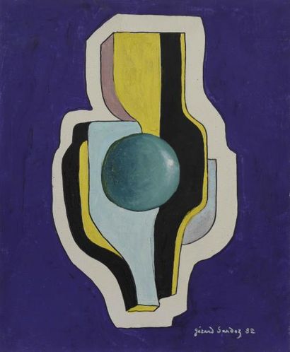 null S 26 Gérard SANDOZ (1902-1995) Composition abstraite, projet de bijou Huile...