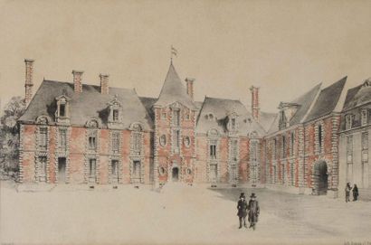null G58 Lithographie en couleurs vue d’Orléans, Lithographie « Hôtel de la préfecture »...