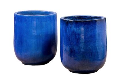 null Pots bleus céramique Hauteur : 70 cm - Longueur : 60 cm - Profondeur : 60 c...