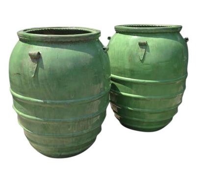 null Paire de pots céramique verts céramique Hauteur : 110 cm - Longueur : 70 cm...
