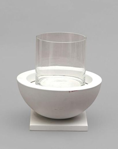 null Photophore composé d’une vasque résine blanche et verre Vasque : Hauteur : 16cm...