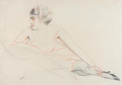Paul-César HELLEU (1859-1927) Femme allongée aux bas noirs
Trois crayons sur papier...