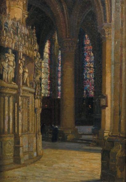 Pierre-Gaston RIGAUD (1874-1939) Intérieur de la cathédrale de Chartres, 1914
Huile...