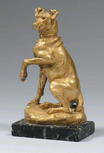 Thomas CARTIER (1879-1943) Figure de chien
Bronze doré, signé à la base, sur un socle...