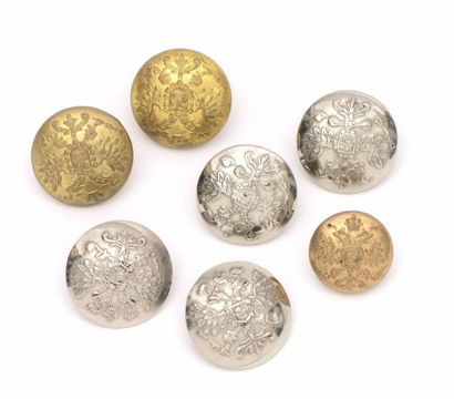 null Ensemble de 7 boutons d'uniforme en métal doré et argenté de tailles différentes,...