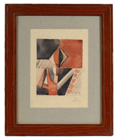null SUETIN Nikolaï Mikhaïlovich (1897-1954). Composition. Aquarelle et crayon de...