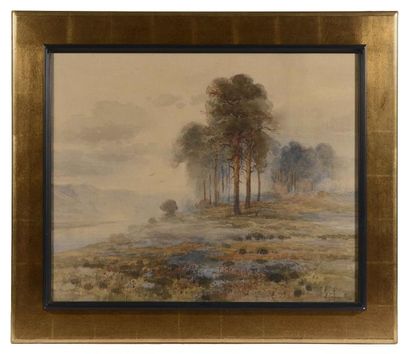 null SAVRASOV Alexis Kondratevich (1830-1897). Paysage avec arbres le long d'une...