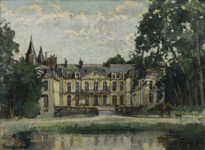 null KLUGE Constantin (1912-2003). Le château d’Ermenonville. Huile sur toile, signée...