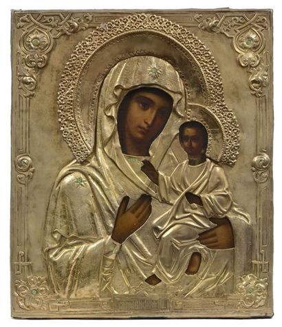 null Icône représentant la Vierge de Smolensk. Tempera sur bois, conservée dans une...
