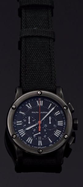 null 202 Montre-bracelet d’homme chronographe tachymètre automatique en acier noirci,...