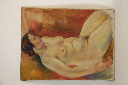 null Philippe GRANAT Femme nue assise Huile sur toile, signé en bas à gauche Tampon...