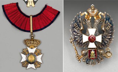 null Croix de l'ordre de François 1er. Créé en 1829. Chevalier. Bronze doré, centre...