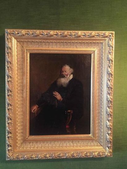 null 6 Ecole du XIXème siècle Portrait d’homme barbu Huile sur toile Dans un cadre...