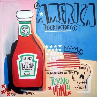 null TAREK- Né le 27/01/71 KETCHUP HEINZ - 2017 Acrylique et poscas sur toile montée...