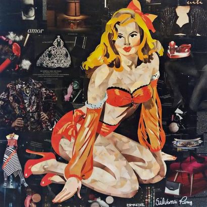 null PEREZ Silvana - 1973 La belle Bijoux - 2017 Collage sur toile. 80 x 80 cm