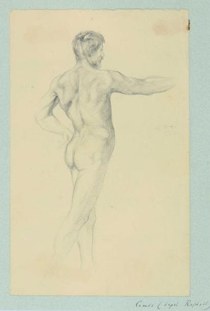 null 198 Albert COMES (1887-?) Académie d’homme Crayon noir sur papier 23,5 x 15...