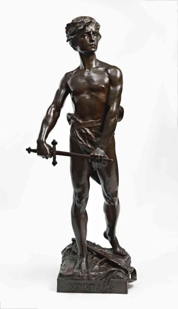 null 3 Raoul François LARCHE (1860-1912) Vingt ans Epreuve en bronze à patine médaille....