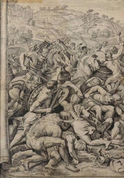 47 Gravure du XVIIIème siècle Scène de bataille....