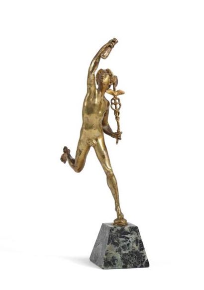null 64 D'après Giambologna (1529-1606) Mercure Bronze à patine dorée sur socle en...