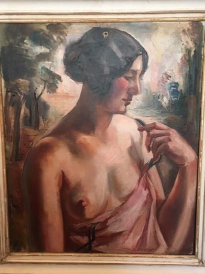 null André FAVORY (1888 - 1937)

Portrait de femme dénudée

Huile sur toile signée...