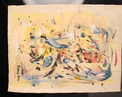 ZHANG HUA (1898-1970) 
Composition
Gouache et aquarelle sur papier, signée et cachet...