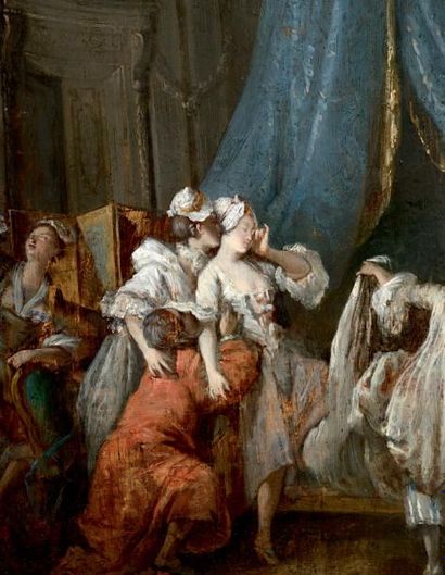 Pierre-Antoine BAUDOUIN (1723-1769), école de 
Le Coucher de la mariée
Huile sur...