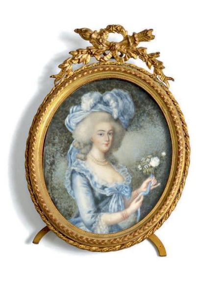 Jeanne DYKMAN-LEMONNIER (1872-?) 
Portrait de Louis XVI et Marie-Antoinette
Paire...