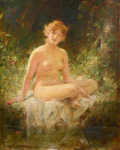 Léon-François COMERRE (1850-1916) 
La baigneuse
Huile sur toile, signée en bas à...