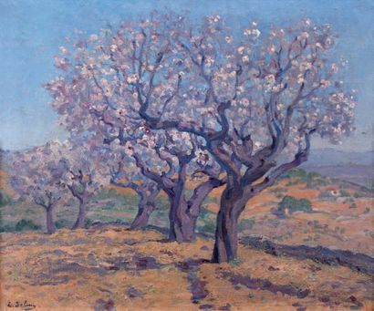 Eugène-Benjamin SELMY (1874-1945) 
Amandiers en fleurs
Huile sur toile, signée en...