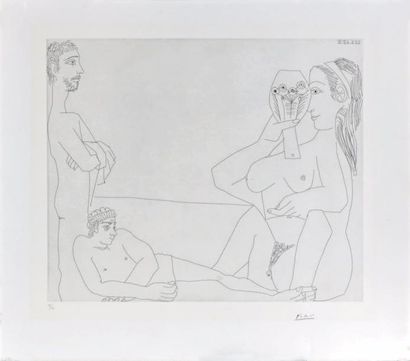 Pablo Picasso (1881-1973) 
Sur la plage, Femme au miroir et deux baigneurs, de La...