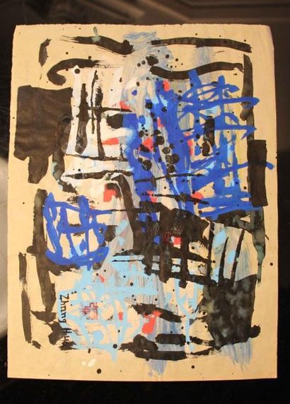 ZHANG HUA (1898-1970) 
Composition bleue
Gouache et aquarelle sur papier, signée...