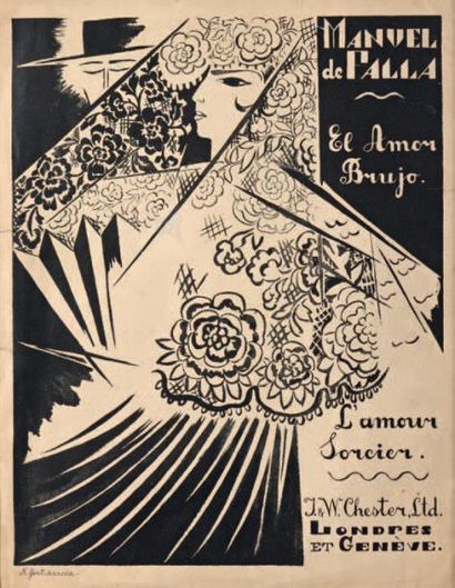 null GONTCHAROVA Natalia (1881-1962)
Gravure sur bois de l'affiche de L'amour Sorcier...
