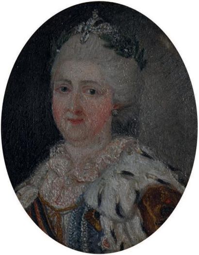 PEINTRE ANONYME d'après Alexandre ROSLIN Portrait de l'impératrice Catherine II la...