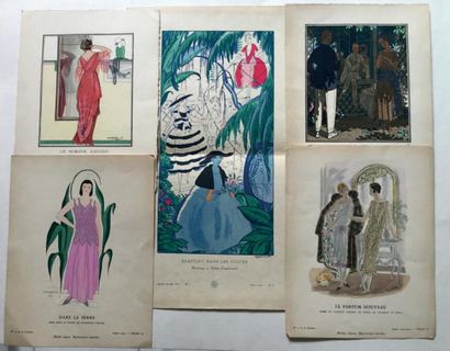 null GAZETTE DU BON TON. Paris, 1913-1925.— Réunion de 5 compositions in-8 coloriées...