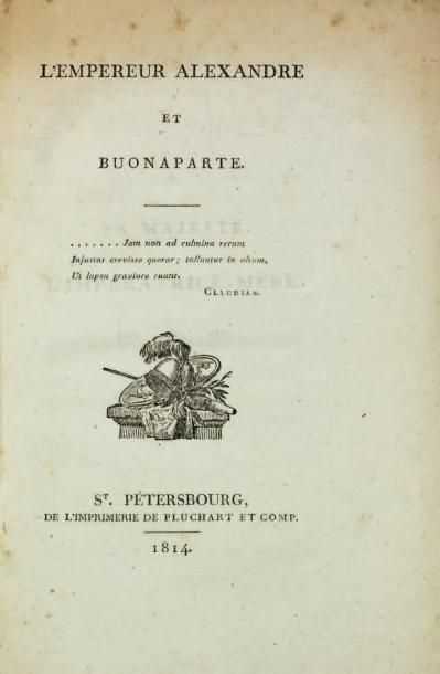 null L’Empereur Alexandre et Buonaparte. St.Pétersbourg, Ch.Hinze, 1832. 8°, demi-maroquin...