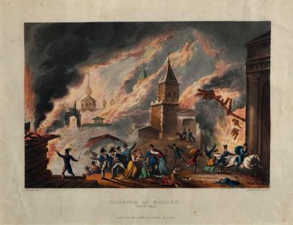 HEATH WILLIAM (1794-1840), d’après  BURNING OF MOSCOW. Sept 1812
Aquatinte. 21 x...