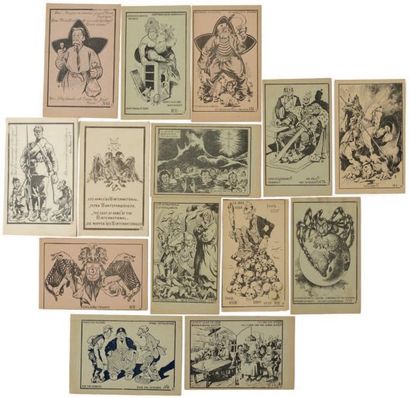 Dvigoubsky, S. (1897-1986) Ensemble de 14 cartes postales antisovietiques.
Vers 1920.
??????????,...