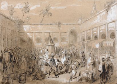 Théophile FRAGONARD (Paris 1806 - Neuilly sur seine 1876) Marchands orientaux dans...