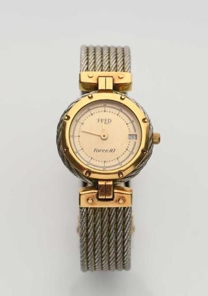 null 422 Montre-bracelet de dame Force 10 à quartz, en acier et or jaune 18K (750‰),...