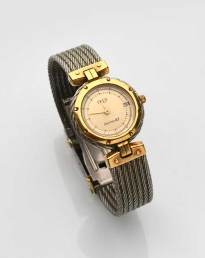 null 422 Montre-bracelet de dame Force 10 à quartz, en acier et or jaune 18K (750‰),...