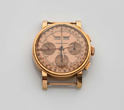 null 437 LEROY & Fils Montre chronographe en or jaune 18K (750‰) de poignet pour...