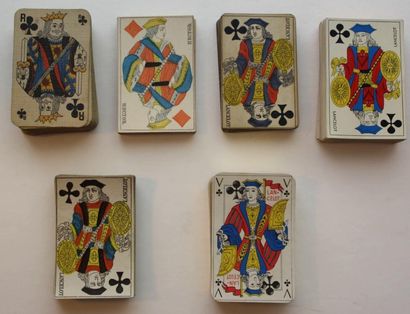 null Ensemble de 6 jeux de cartes au différents portraits Français à deux têtes....