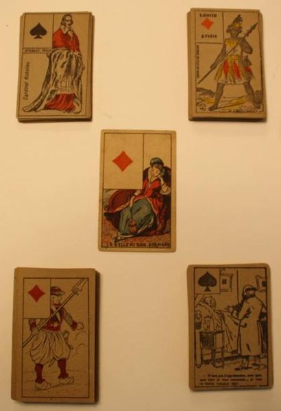 null Lot de cartes fantaisies divinatoires - 5 jeux différents fin XIXe s. Qualité...