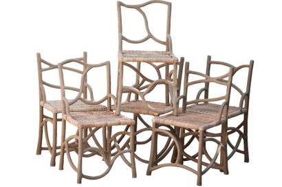null Six chaises rustiques
Carton, métal rotin
87cm
42cm
42cm
